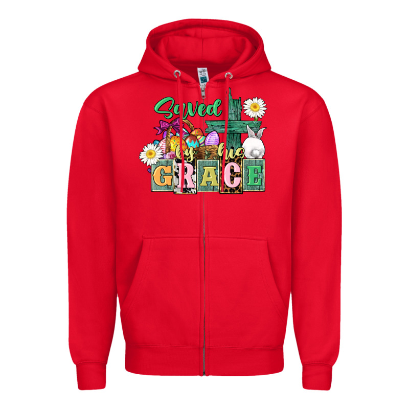 Saved By His Grace Easter Zipper Hoodie by CowGirlArtShop | Teevron