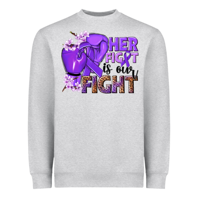 Her Fight Is Our Fight Purple Ribbon Heavyweight Sweatshirt by NancyCooperArtShop | Teevron