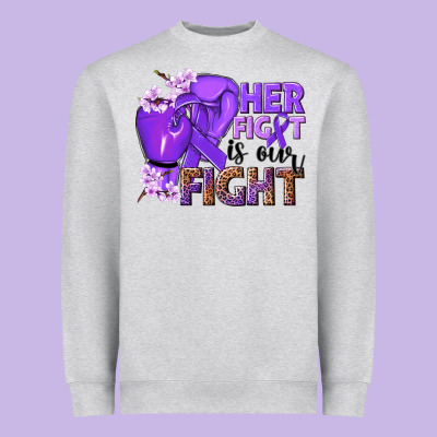 Her Fight Is Our Fight Purple Ribbon Heavyweight Sweatshirt Designed By Nancycooperartshop