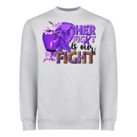 Heather Grey Her fight is our fight purple ribbon Heavyweight Sweatshirt - NancyCooperArtShop