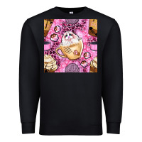 Black cat coffee cups and paw with leopard and glitter seamless pattern bbs Premium Sweatshirt - BundleAndBundleShop
