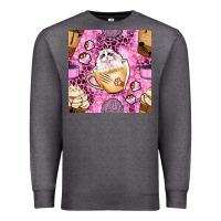 Charcoal Heather cat coffee cups and paw with leopard and glitter seamless pattern bbs Premium Sweatshirt - BundleAndBundleShop