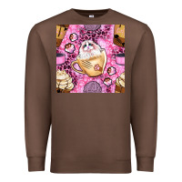 Chestnut cat coffee cups and paw with leopard and glitter seamless pattern bbs Premium Sweatshirt - BundleAndBundleShop