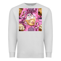 Dove Grey cat coffee cups and paw with leopard and glitter seamless pattern bbs Premium Sweatshirt - BundleAndBundleShop