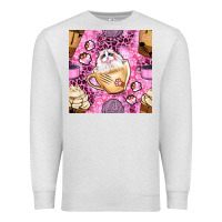 Oatmeal Heather cat coffee cups and paw with leopard and glitter seamless pattern bbs Premium Sweatshirt - BundleAndBundleShop