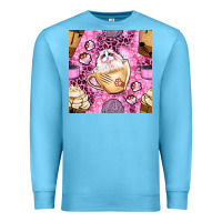 Ocean Blue cat coffee cups and paw with leopard and glitter seamless pattern bbs Premium Sweatshirt - BundleAndBundleShop