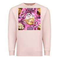 Pale Pink cat coffee cups and paw with leopard and glitter seamless pattern bbs Premium Sweatshirt - BundleAndBundleShop