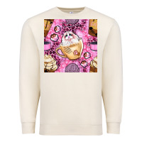 Sandshell cat coffee cups and paw with leopard and glitter seamless pattern bbs Premium Sweatshirt - BundleAndBundleShop