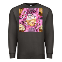 Smoke cat coffee cups and paw with leopard and glitter seamless pattern bbs Premium Sweatshirt - BundleAndBundleShop