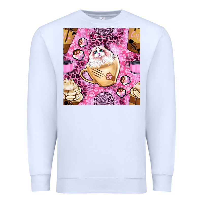 Cat Coffee Cups And Paw With Leopard And Glitter Seamless Pattern Bbs Premium Sweatshirt by BundleAndBundleShop | Teevron