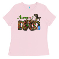 Bubblegum Pink Christmas Army Dad Ladies Tee - NancyCooperArtShop