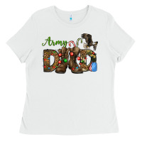 White Christmas Army Dad Ladies Tee - NancyCooperArtShop