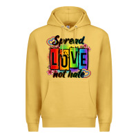 Antique Gold spread love not hate Premium Hoodie - OliviaCreatesArt