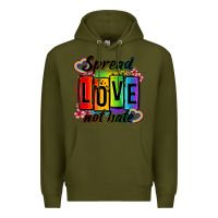 Army Green spread love not hate Premium Hoodie - OliviaCreatesArt