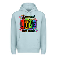 Blue Mist spread love not hate Premium Hoodie - OliviaCreatesArt