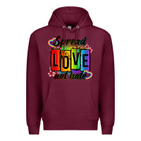 Burgundy spread love not hate Premium Hoodie - OliviaCreatesArt
