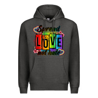 Charcoal Heather spread love not hate Premium Hoodie - OliviaCreatesArt