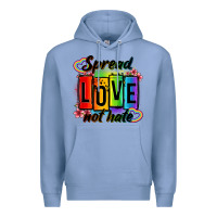 Colony Blue spread love not hate Premium Hoodie - OliviaCreatesArt