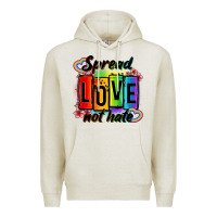 Oatmeal Heather spread love not hate Premium Hoodie - OliviaCreatesArt