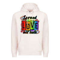 Pale Pink spread love not hate Premium Hoodie - OliviaCreatesArt