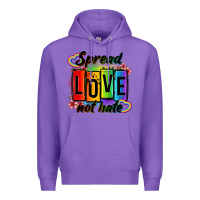 Purple spread love not hate Premium Hoodie - OliviaCreatesArt