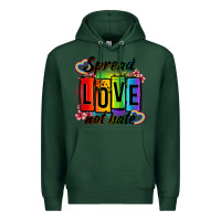 Sports Green spread love not hate Premium Hoodie - OliviaCreatesArt