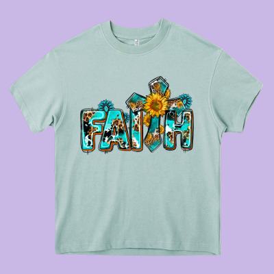 Faith With Cross Ado Heavy Core Tee Designed By Adodesignshop