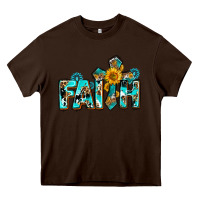 Chocolate Brown faith with cross ado Heavy Core Tee - AdoDesignShop