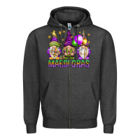 Charcoal Heather mardi gras with gnomies Zipper Hoodie - HowdyJamesFarm