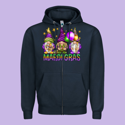 Mardi Gras With Gnomies Zipper Hoodie Designed By Howdyjamesfarm