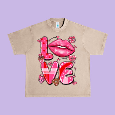 Love With Lips Urban Heavy Tee Designed By Lillyallendesigns