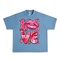 Pebble Blue love with lips Urban Heavy Tee - LillyAllenDesigns