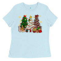 Baby Blue Cake Christmas trees Ladies Tee - NancyCooperArtShop