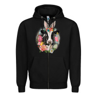 Black Happy Easter Cow Easter Day Zipper Hoodie - CowGirlArtShop