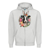 Dove Grey Happy Easter Cow Easter Day Zipper Hoodie - CowGirlArtShop