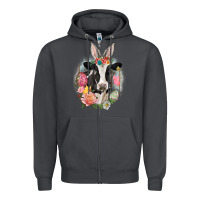 Smoke Happy Easter Cow Easter Day Zipper Hoodie - CowGirlArtShop