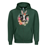 Sports Green Happy Easter Cow Easter Day Zipper Hoodie - CowGirlArtShop