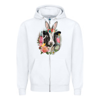 White Happy Easter Cow Easter Day Zipper Hoodie - CowGirlArtShop