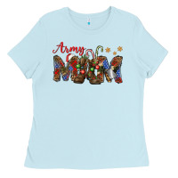 Baby Blue Christmas Army Mom Ladies Tee - NancyCooperArtShop