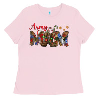 Bubblegum Pink Christmas Army Mom Ladies Tee - NancyCooperArtShop