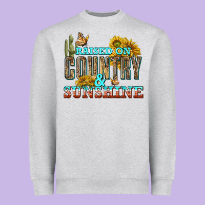 Raised On Country And Sunshine Heavyweight Sweatshirt Designed By Texasbilliewilder