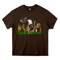Chocolate Brown Western Mom With Hampshire Pig And Baby Pig Heavy Core Tee - LillyAllenDesigns