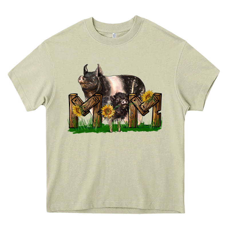 Western Mom With Hampshire Pig And Baby Pig Heavy Core Tee by LillyAllenDesigns | Teevron