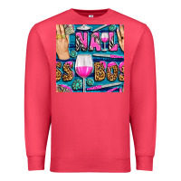 Cardinal nail boss money hand and wine with gemstone leopard and zebra seamless Premium Sweatshirt - BundleAndBundleShop