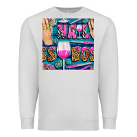 Dove Grey nail boss money hand and wine with gemstone leopard and zebra seamless Premium Sweatshirt - BundleAndBundleShop