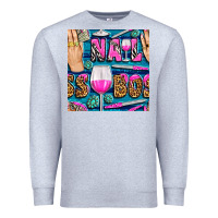 Heather Grey nail boss money hand and wine with gemstone leopard and zebra seamless Premium Sweatshirt - BundleAndBundleShop