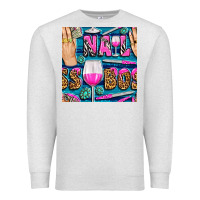 Oatmeal Heather nail boss money hand and wine with gemstone leopard and zebra seamless Premium Sweatshirt - BundleAndBundleShop
