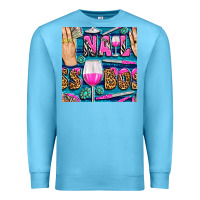 Ocean Blue nail boss money hand and wine with gemstone leopard and zebra seamless Premium Sweatshirt - BundleAndBundleShop