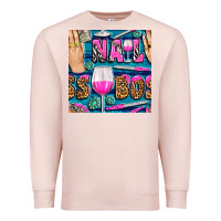 Pale Pink nail boss money hand and wine with gemstone leopard and zebra seamless Premium Sweatshirt - BundleAndBundleShop