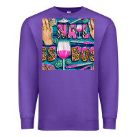 Purple nail boss money hand and wine with gemstone leopard and zebra seamless Premium Sweatshirt - BundleAndBundleShop
